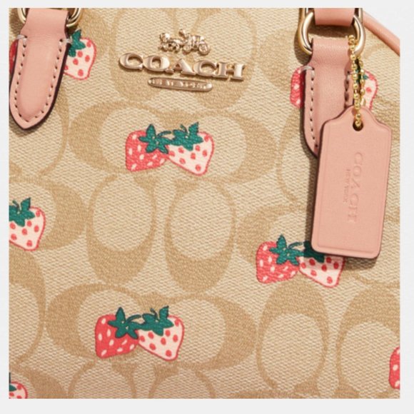Coach | Sydney Satchel In Signature Canvas With Strawberry Print - Picture 6 of 13